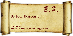Balog Humbert névjegykártya